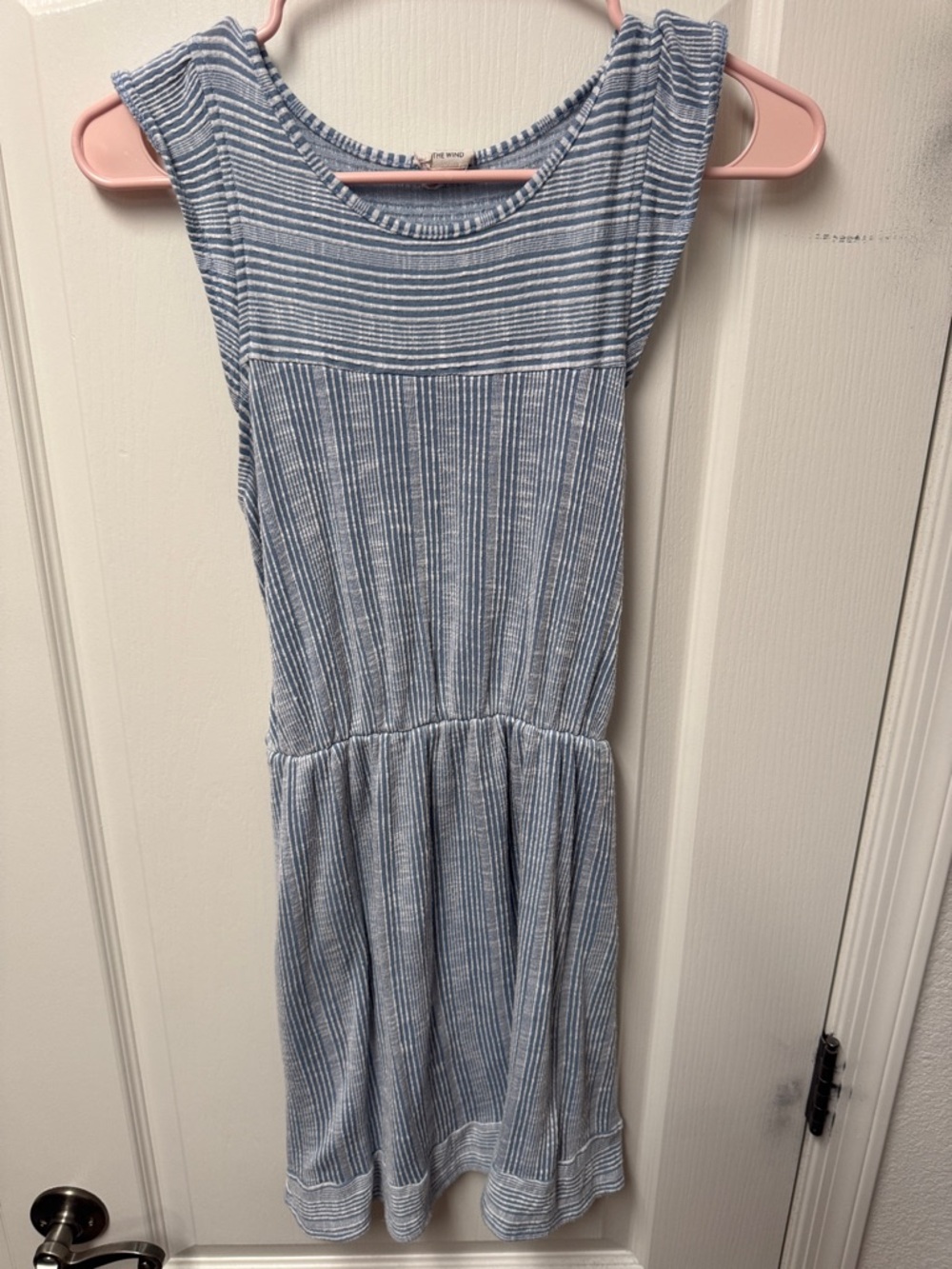 Blue and White Striped Sleeveless Dress